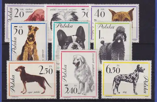 Polen 1963 Hunde Mi.-Nr. 1374-1382 postfrisch **