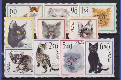 Polen 1964 Entzückende Katzen Mi.-Nr. 1475-1484 postfrisch **