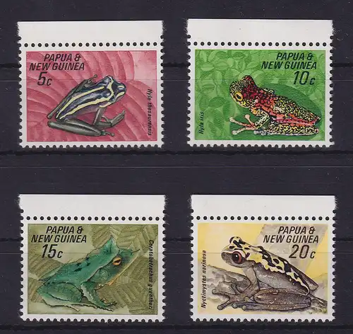 Papua-Neuguinea 1968 Frösche Mi.-Nr. 131-134 Oberrandstücke postfrisch **