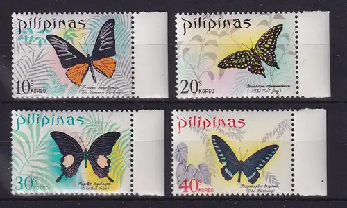 Philippinen 1969 Schmetterlinge Mi.-Nr. 895-898 Seitenrandstücke postfrisch **