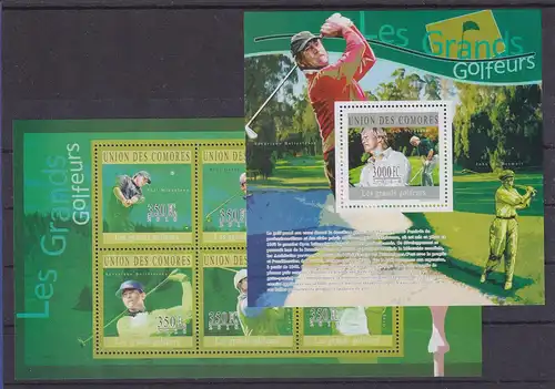 Komoren 2010 Berühmte Golfspieler Mi.-Nr. 2761-2766, Block 587 postfrisch **