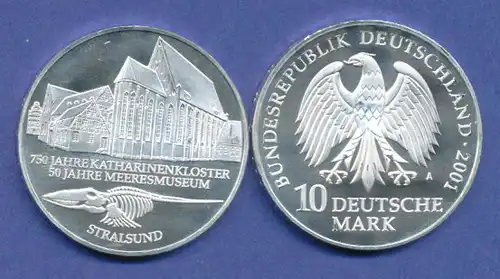 Bundesrepublik 10DM Silber-Gedenkmünze 2001, Meeresmuseum Stralsund