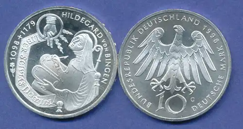Bundesrepublik 10DM Silber-Gedenkmünze 1998, Hildegard von Bingen