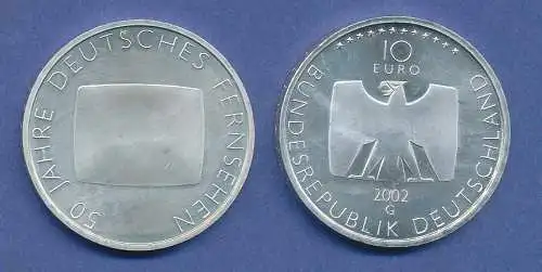 10-€-Gedenkmünze 50 Jahre Deutsches Fernsehen 2002, stempelglanz