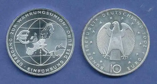 10-€-Gedenkmünze Euro-Einführung 2002, stempelglanz