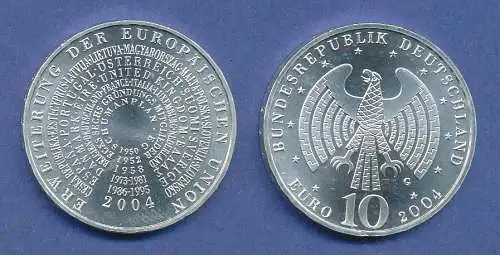 10-€-Gedenkmünze Erweiterung der Europäischen Union 2004, stempelglanz