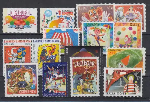 2002 EUROPA Zirkus Lot insgesamt 15 Werte **