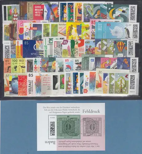Bundesrepublik Deutschland Briefmarken-Jahrgang 2022 komplett **