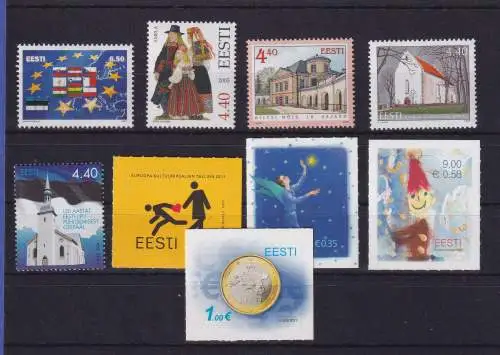 Estland Lot 9 Werte verschiedene Motive postfrisch  **
