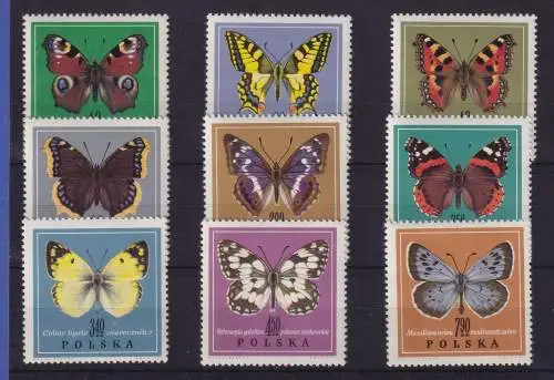 Polen 1967 Schmetterlinge Mi.-Nr. 1797-1805 postfrisch **