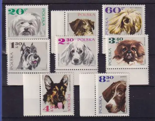 Polen 1969 Hunde Mi.-Nr. 1898-1905 Randstücke postfrisch **