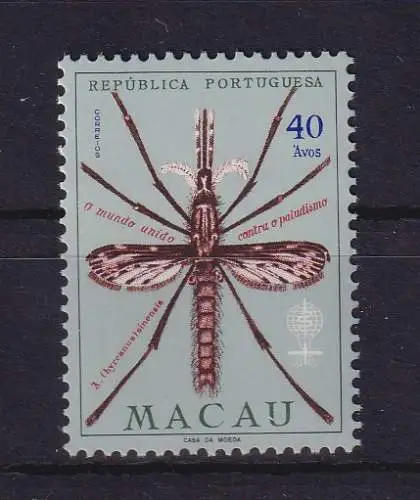 Macao 1963 Kampf gegen die Malaria Mücke Mi.-Nr. 428 postfrisch ** 