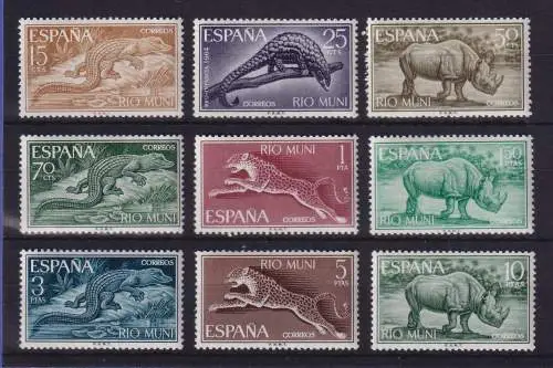 Spanien Rio Muni 1964 Wildtiere Mi.-Nr. 48-56 postfrisch ** 