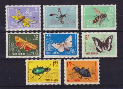 Rumänien 1964 Insekten Mi.-Nr. 2260-2267 postfrisch ** 