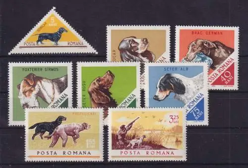 Rumänien 1965 Jagdhunde Mi.-Nr. 2470-2477 postfrisch ** 
