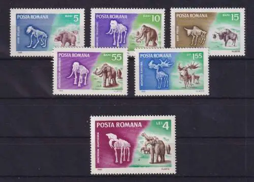 Rumänien 1966 Prähistorische Tiere Mi.-Nr. 2553-2558 postfrisch ** 