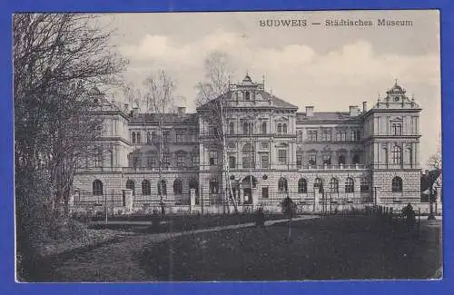 AK Österreich Budweis Städtisches Museum, gelaufen 1908