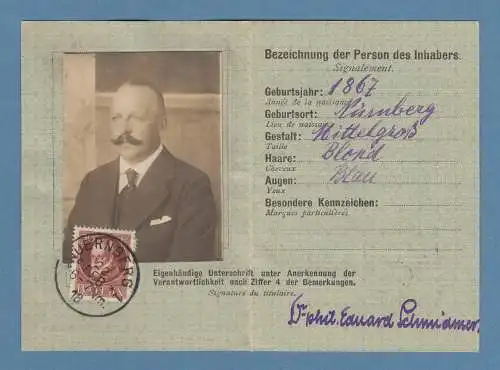 Bayern Ludwig 50Pfg Mi-Nr. 101 IIA sehr seltene Verwendung in Postausweiskarte 
