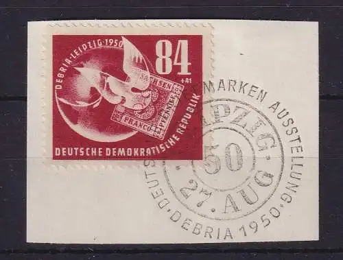 DDR 1950 Ausstellung DEBRIA Leipzig 84 Pfg Mi.-Nr. 260 mit So.-O auf Briefstück