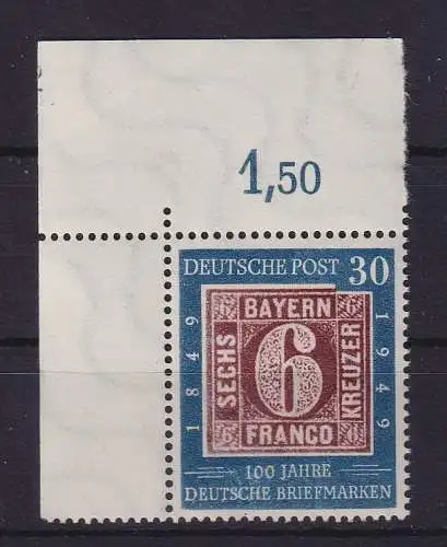 Bund 1949 Briefmarkenjubiläum Mi.-Nr. 115 Eckrandstück OL postfrisch **