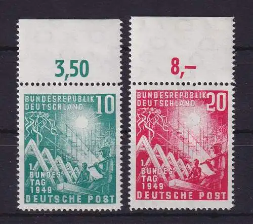 Bund 1949 Erster Bundestag Mi.-Nr. 111-112 Oberrandsatz postfrisch **