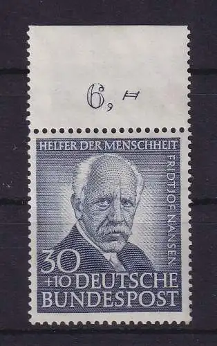 Bundesrepublik 1953 Fridtjof Nansen Mi.-Nr. 176 Oberrandstück postfrisch **