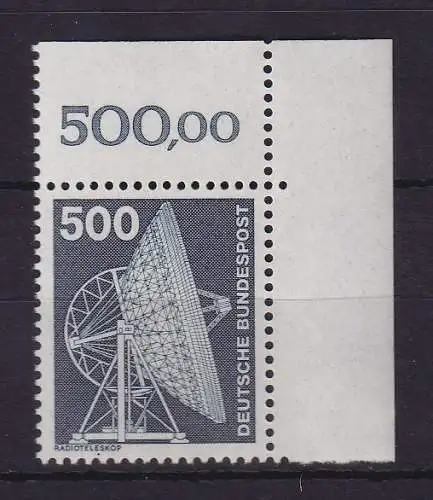 Bundesrepublik 500Pfg Radioteleskop Mi.-Nr. 859 Eckrandstück OR postfrisch **