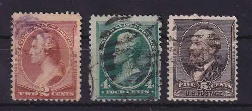 USA 1882/83 Bedeutende Präsidenten Mi.-Nr. 49-51 gestempelt