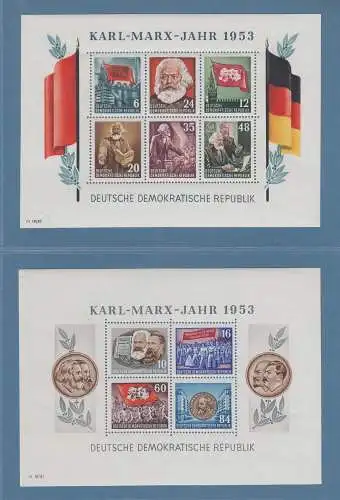 DDR 1953  Karl Marx-Blockpaar gezähnt Mi.-Nr. Block 8A und 9A ** 
