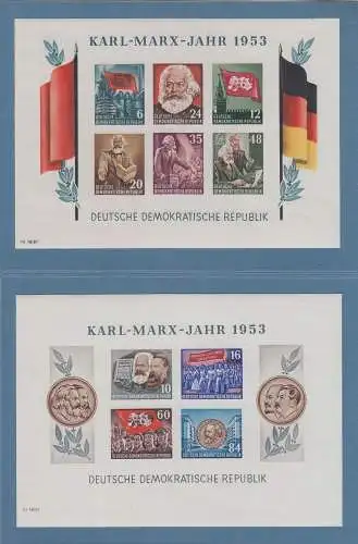 DDR 1953  Karl Marx-Blockpaar ungezähnt Mi.-Nr. Block 8B und 9B ** 