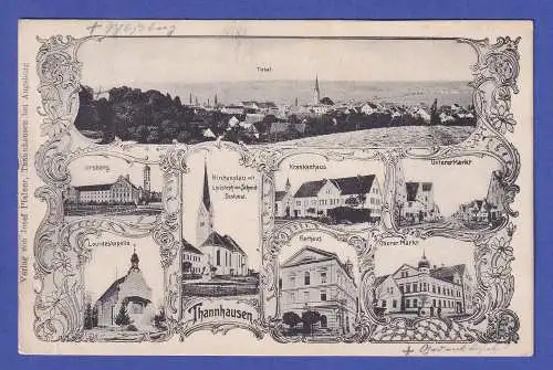 Bayern AK Thannhausen Ortsansichten gelaufen nach Wald bei Tussenhausen 1909 (?)