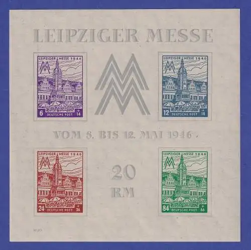 SBZ West-Sachsen 1946 Leipziger Messe Messeblock Mi.-Nr. Block 5 Y postfrisch **