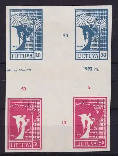 Litauen 1990 Engel 20 u. 50 Kopeken Zusammendruck Mi.-Nr. 459-460 Herzstück (*)