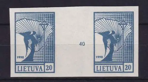 Litauen 1990 Engel 20 Kopeken Mi.-Nr. 459 waag. Zwischenstegpaar (*)