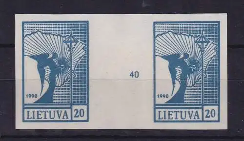 Litauen 1990 Engel 20 Kopeken  Mi.-Nr. 459  waag. Zwischenstegpaar (*)