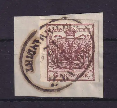 Österreich 1850 Wappen 6 Kr Mi.-Nr. 4 X mit Recommandiert-O GRATZ auf Briefstück