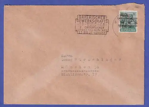 Bizone 1948 Arbeiter Bandaufdruck Mi.-Nr. 42 I auf Brief innerorts München