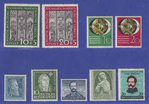 Bundesrepublik 1951/53 Lot 9 Werte aus Mi.-Nr. 139-155 postfrisch **