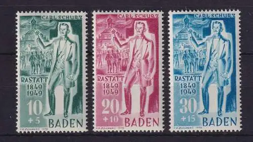 Französische Zone Baden 1949 Carl Schurz Mi.-Nr. 50-52 postfrisch **