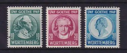Französische Zone Württemberg 1949 Goethe Mi.-Nr. 44-46 postfrisch **