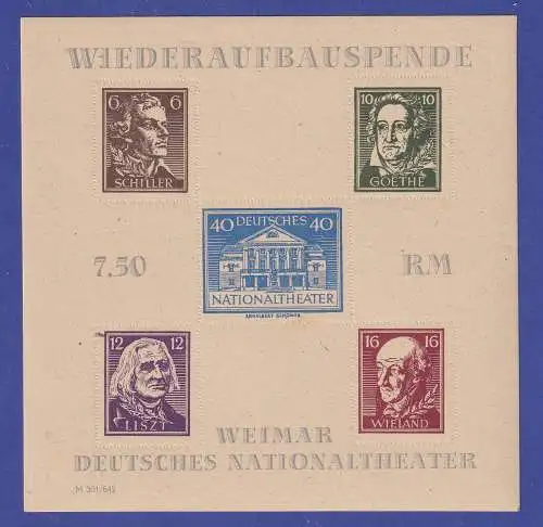 SBZ Thüringen 1946 Wiederaufbau Nationaltheater Weimar Mi.-Nr. 3 B postfrisch**