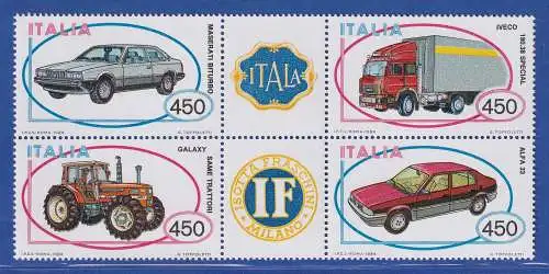 Italien 1984 Autos 4er-Zusammendruck  Mi.-Nr. 1872-75 **