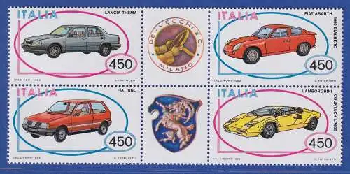 Italien 1985 Autos 4er-Zusammendruck Mi.-Nr. 1912-15 **