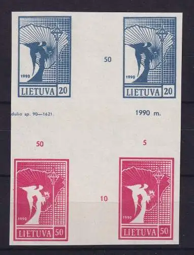 Litauen 1990 Engel 20 und 50 Kopeken Zusammendruck Mi.-Nr. 459-460 Herzstück (*)