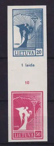 Litauen 1990 Engel 20 und 50 Kopeken Mi.-Nr. 459-460 Zwischenstegpaar (*)