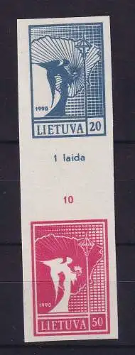 Litauen 1990 Engel 20 u. 50 Kopeken Mi.-Nr. 459-460 Zwischenstegpaar (*)