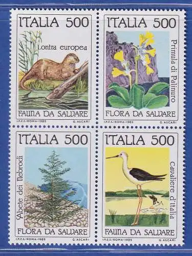 Italien 1985 Naturschutz: Geschützte Tiere und Pflanzen VB Mi.-Nr. 1926-29 **