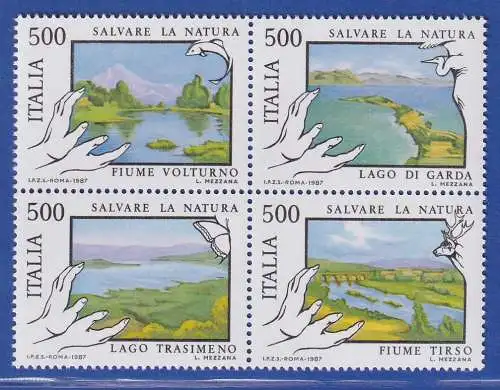 Italien 1987 Naturschutz: Flüsse und Seen  Viererblock Mi.-Nr. 2005-08 **