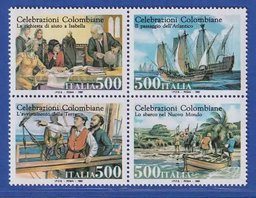 Italien 1992 Christoph Kolumbus Entdeckung Amerikas VB Mi.-Nr. 2208-11 **