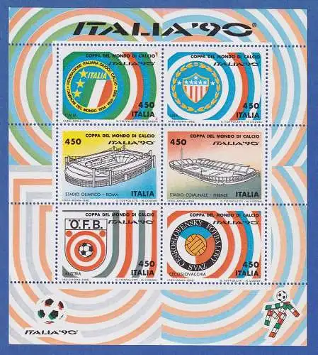 Italien 1990 Blockausgabe Fussball-WM  6x450 Lire  Mi.-Nr. Block 3 **